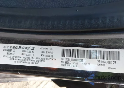 2011 Chrysler 200 Touring z USA, uszkodzony, nr VIN 1C3BC1FB3BN602528